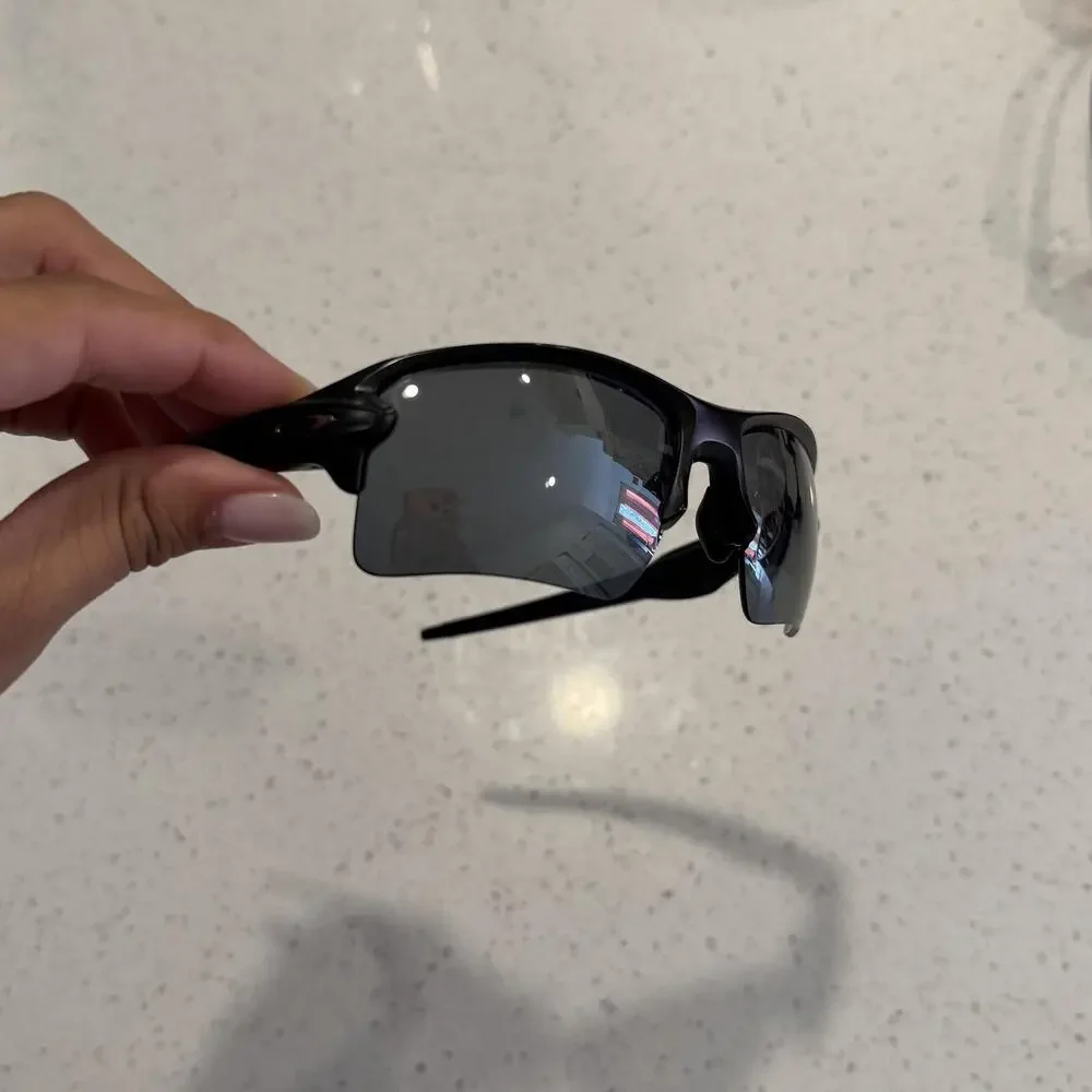 Oakley Flak 2.0 Sunglasses Mens Black Wrap Rimless Sport OO9188 Black Outdoor